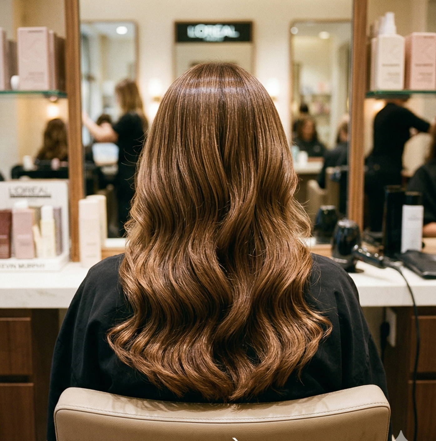 Cheveux après gloss — couleur ravivée et brillante